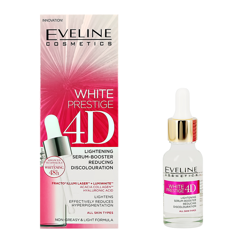 Сыворотка-бустер для лица `EVELINE` WHITE PRESTIGE 4D против пигментных пятен 18 мл