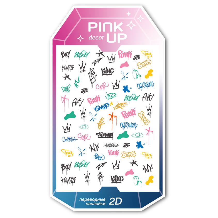 Наклейки для ногтей `PINK UP` `DECOR` 2D переводные тон 94