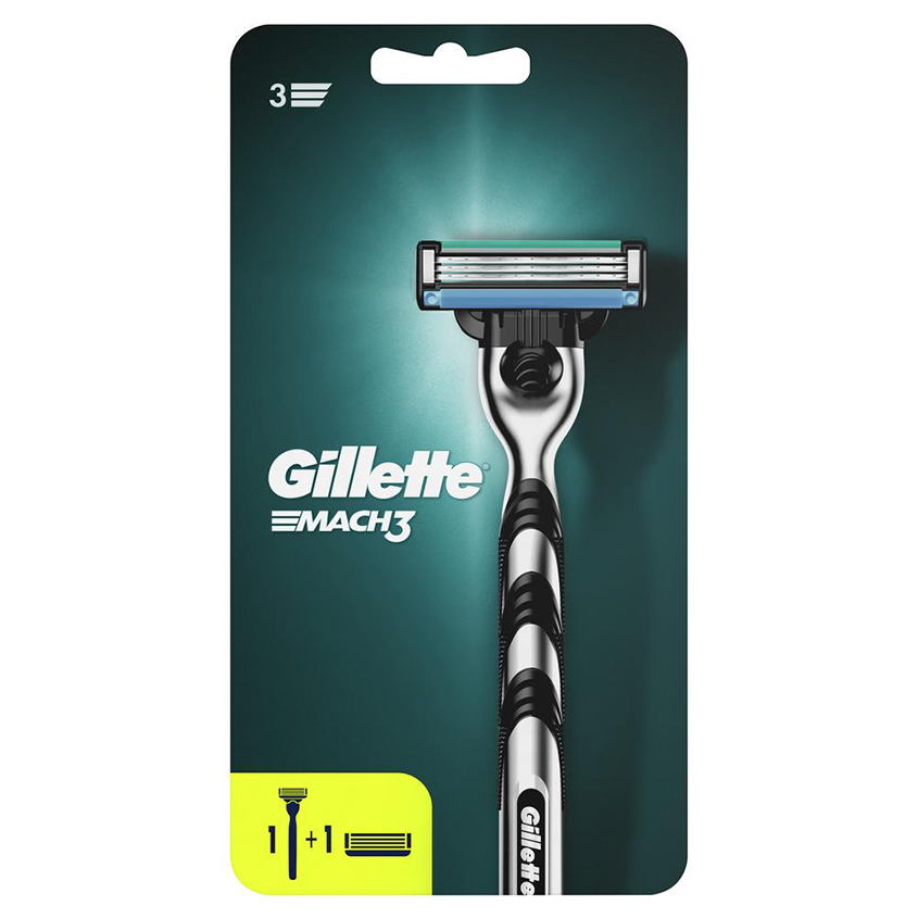 Станок для бритья `GILLETTE` `MACH3` с 2 сменными кассетами
