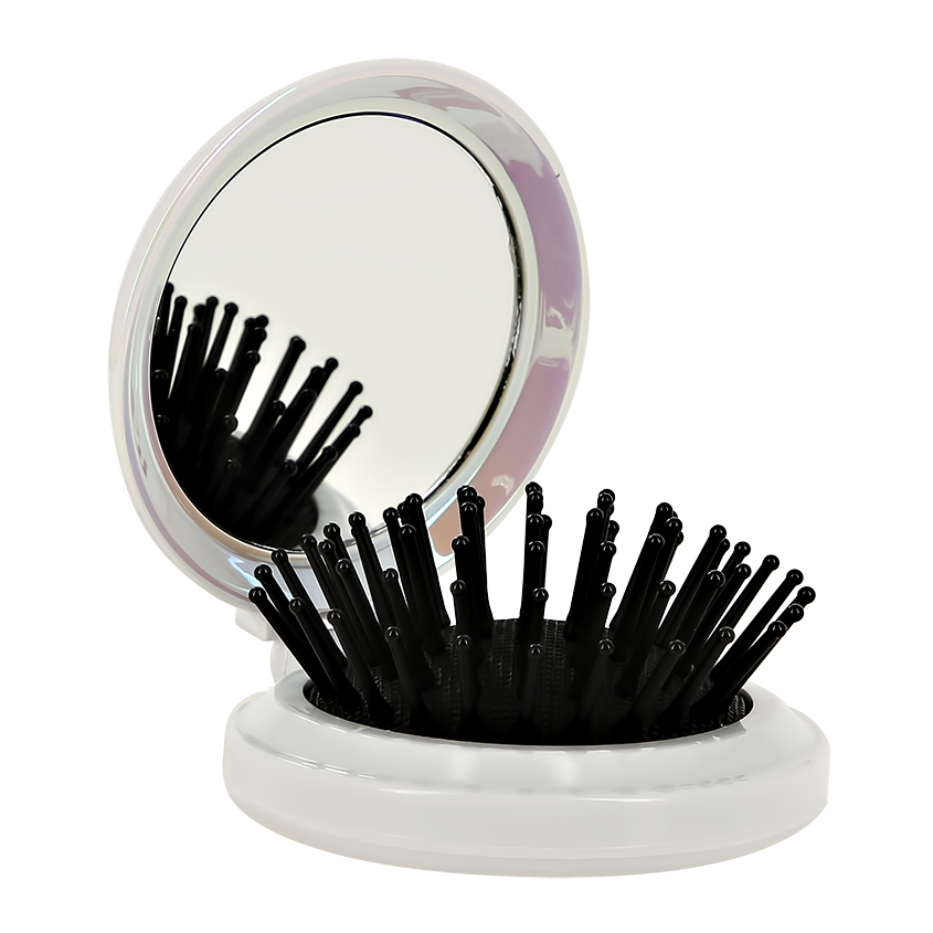 Расческа для волос с зеркалом `LADY PINK` с принтом #girlboss