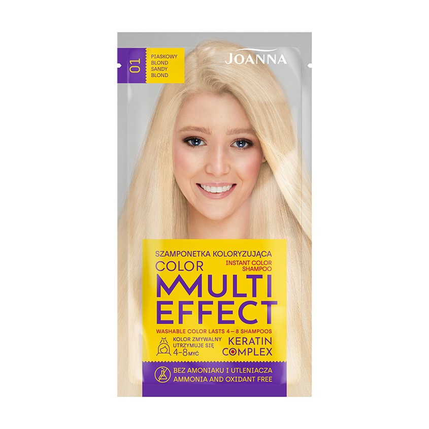 Оттеночный шампунь для волос `JOANNA` MULTI EFFECT COLOR тон 01 (Песочный блонд) 35 г