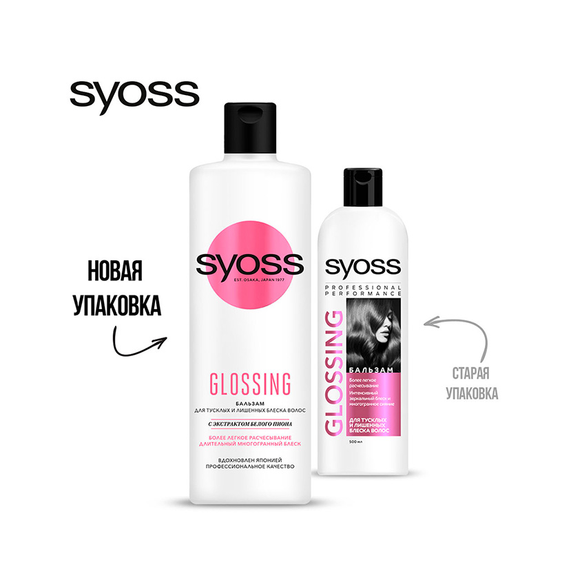 Бальзам для волос `SYOSS` GLOSSING (для тусклых и лишенных блеска волос) 450 мл