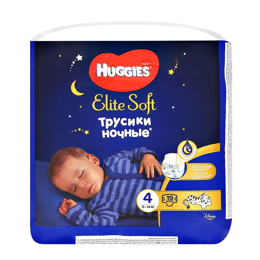 Подгузники-трусики `HUGGIES` ELITE SOFT 9-14 кг 19 шт