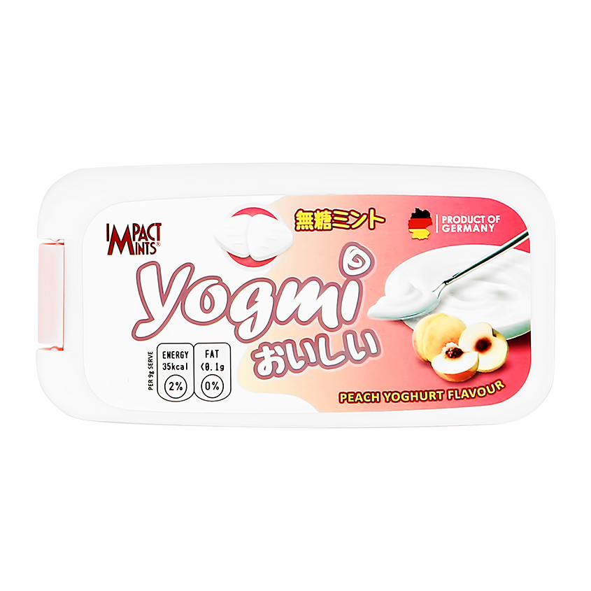 Освежающие драже `IMPACT MINTS` YOGMI без сахара со вкусом йогурта с персиком 9 г