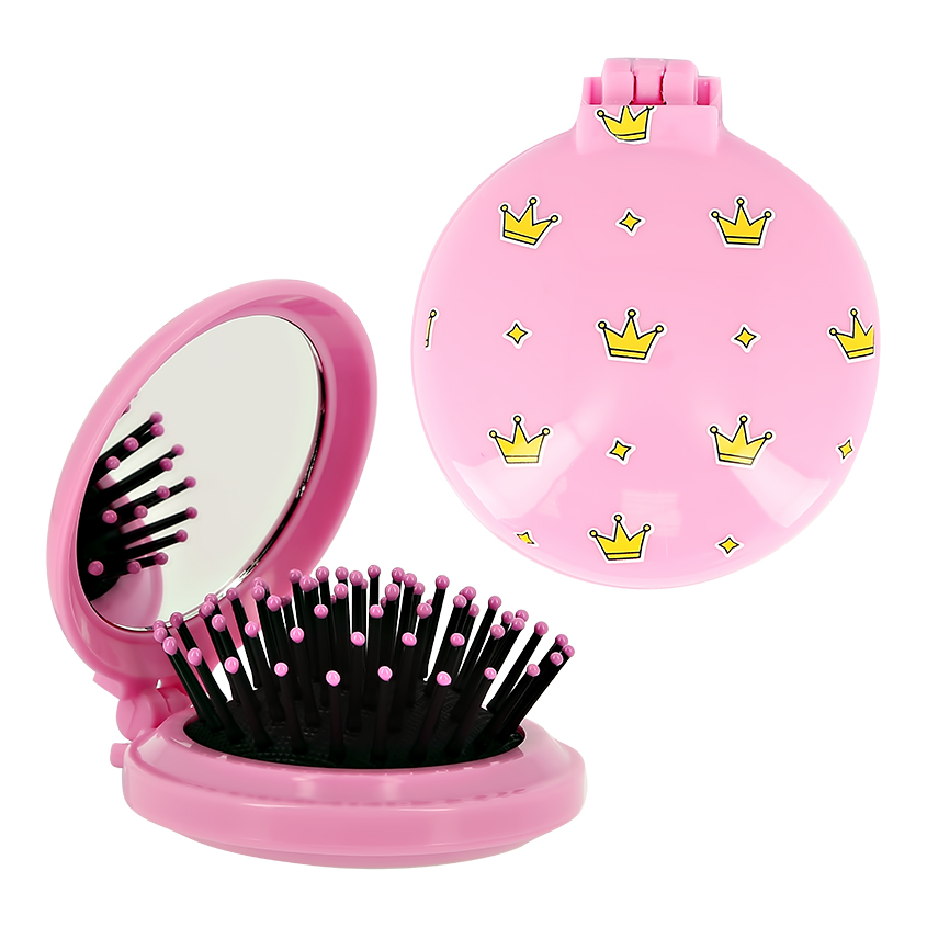 Расческа для волос с зеркалом `MISS PINKY` с принтом короны