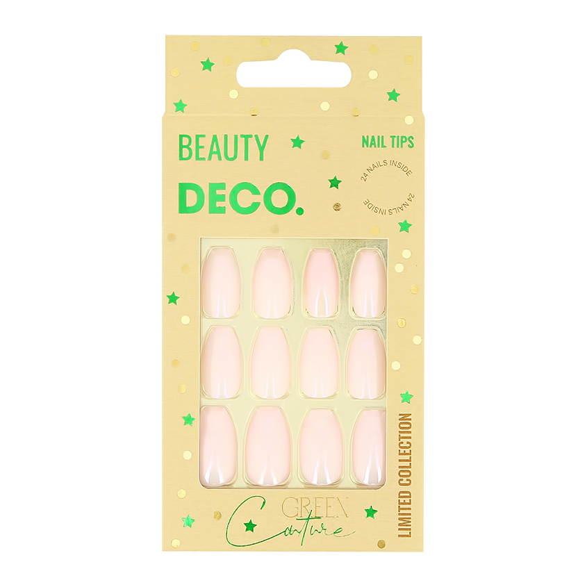 Набор накладных ногтей `DECO.` GREEN COUTURE pink cocktail (24 шт + клеевые стикеры 24 шт)