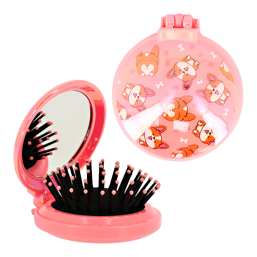 Расческа для волос с зеркалом `MISS PINKY` с принтом корги