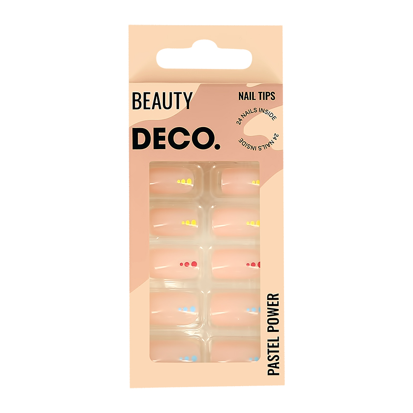 Набор накладных ногтей `DECO.` PASTEL POWER color dots (24 шт + клеевые стикеры 24 шт)