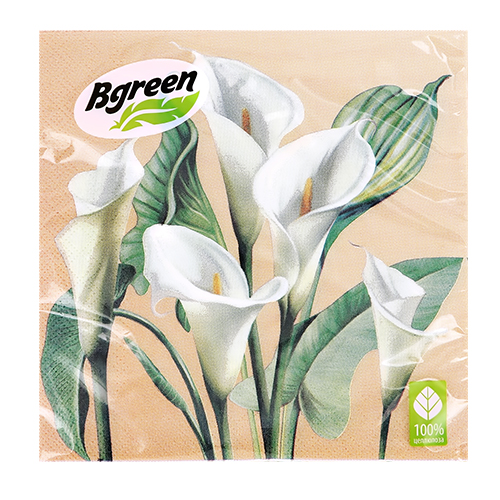 Салфетки бумажные `BULGAREE GREEN` трехслойные Цветы/Каллы 20 шт