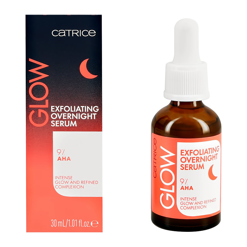 Сыворотка для лица `CATRICE` GLOW EXFOLIATING OVERNIGHT SERUM  отшелушивающая купить в интернет-магазине косметики 'Подружка', артикул  233256