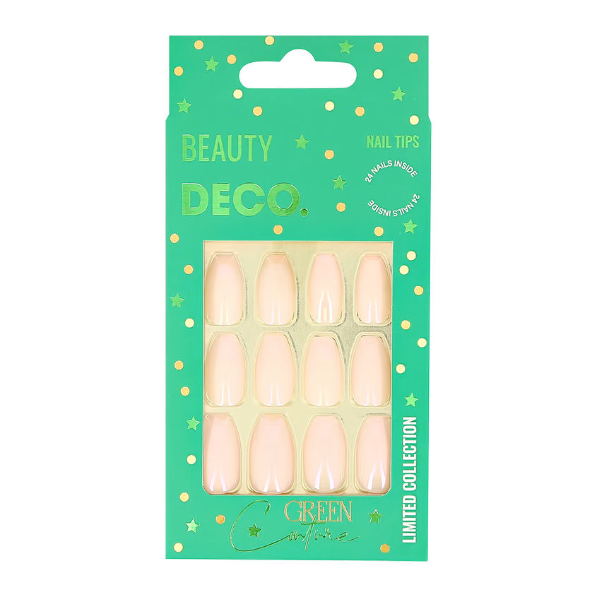 Набор накладных ногтей `DECO.` GREEN COUTURE vanilla souffle (24 шт + клеевые стикеры 24 шт)