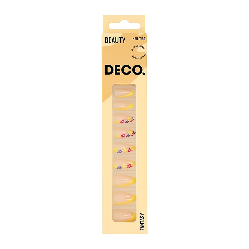 Набор накладных ногтей с клеевыми стикерами `DECO.` FANTASY spring flowers (24 шт + клеевые стикеры 24 шт)