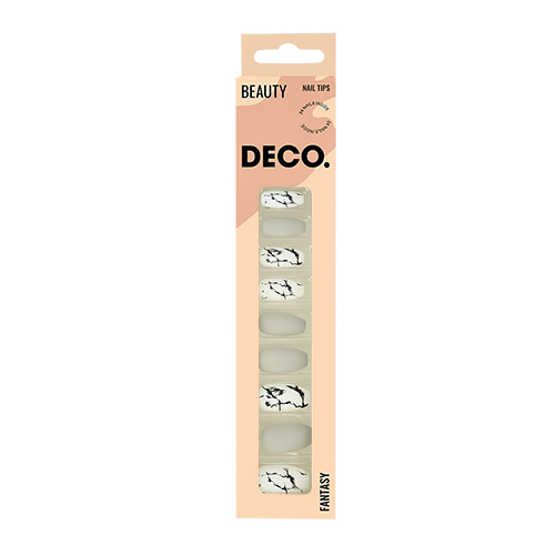 Набор накладных ногтей с клеевыми стикерами `DECO.` FANTASY grey marble (24 шт + клеевые стикеры 24 шт)