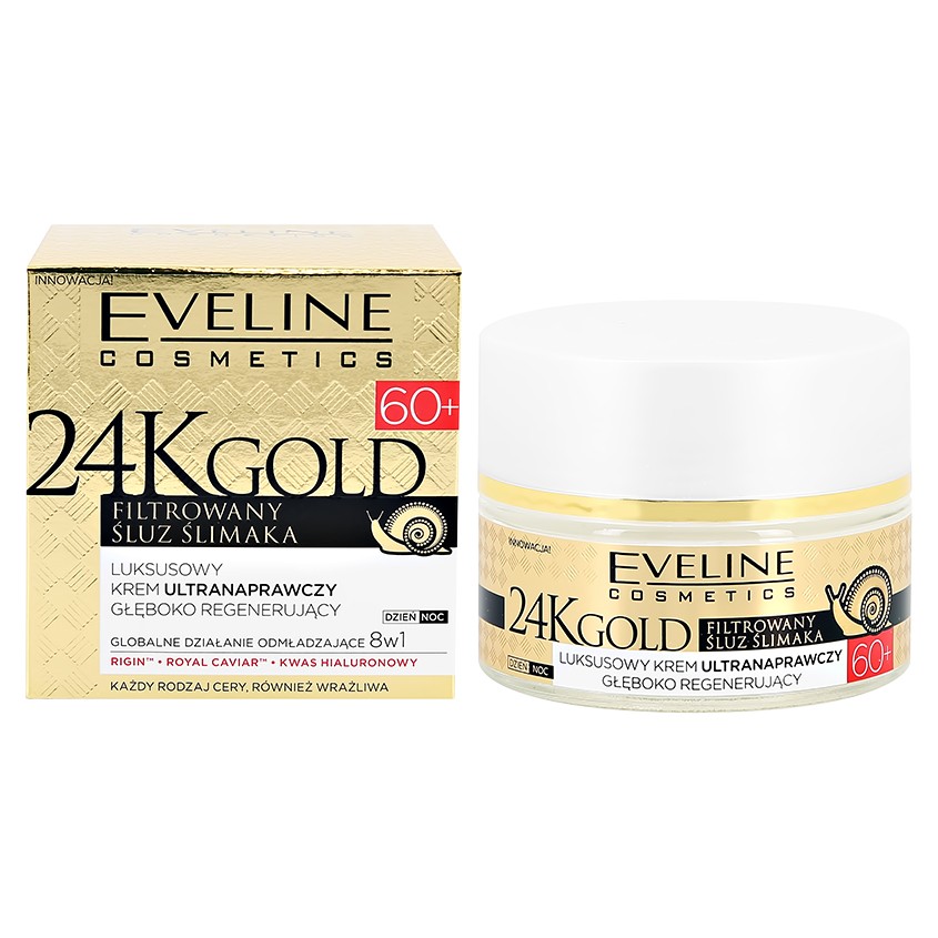 Крем для лица `EVELINE` 24K GOLD ультравосстанавливающий 60+ (против морщин) 50 мл