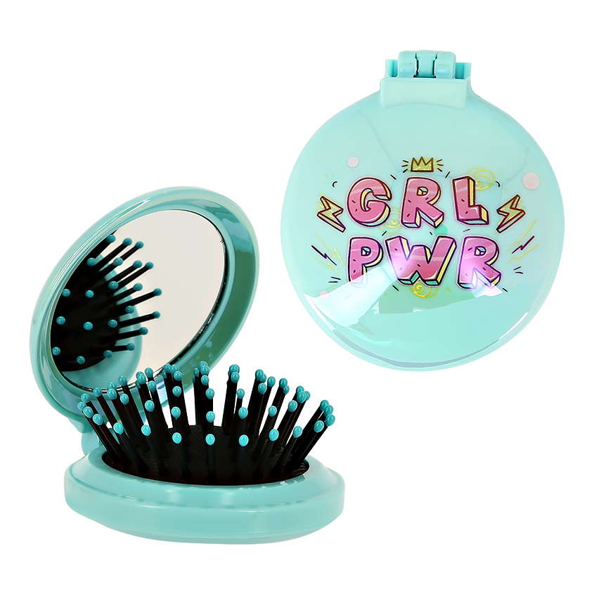 Расческа для волос с зеркалом `LADY PINK` с принтом girl power