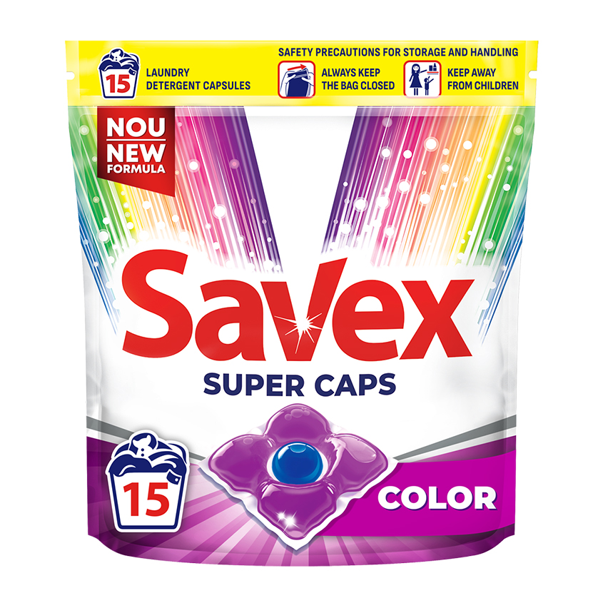Капсулы для стирки `SAVEX` для цветного белья 15 шт