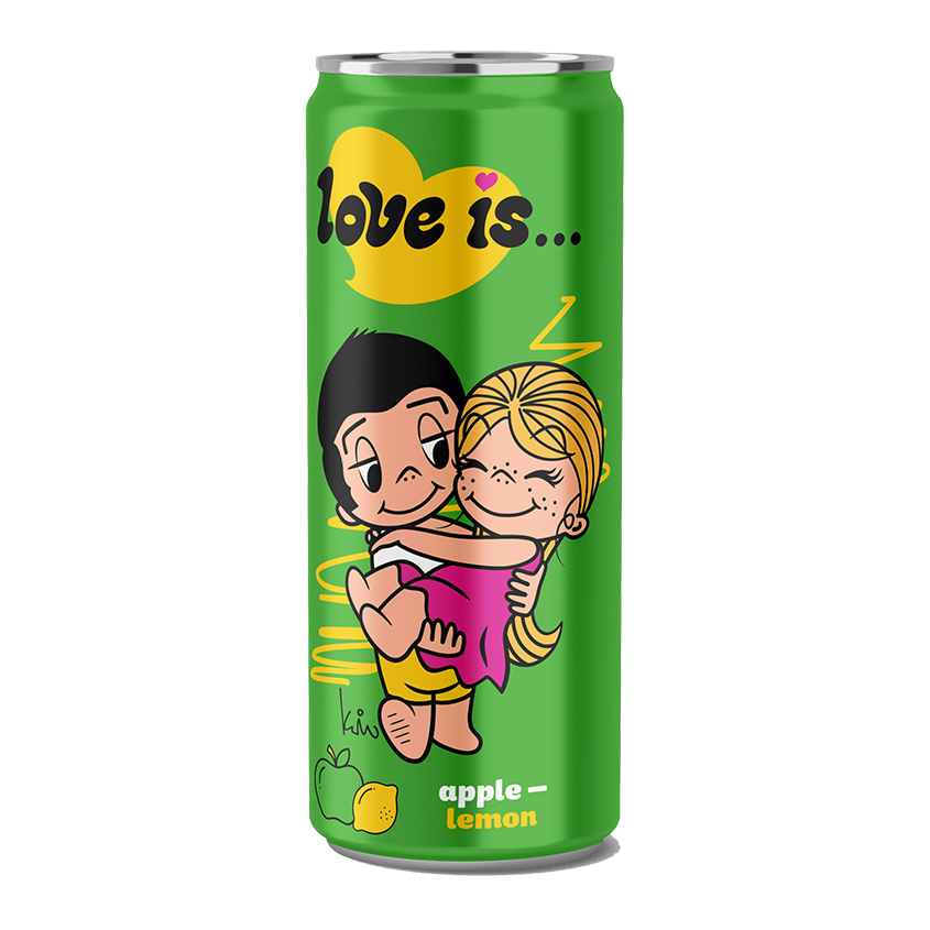 Газированный напиток `LOVE IS…` со вкусом яблока и лимона 330 мл