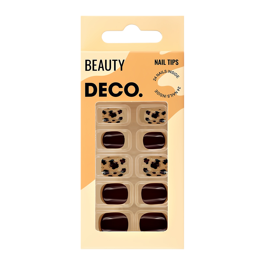 Набор накладных ногтей с клеевыми стикерами `DECO.` BEAUTY leopard brawny (24 + клеевые стикеры 24 шт)