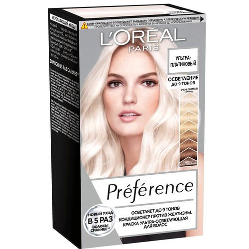Краска для волос `LOREAL` `PREFERENCE` тон 9 (Ультра-платиновый)