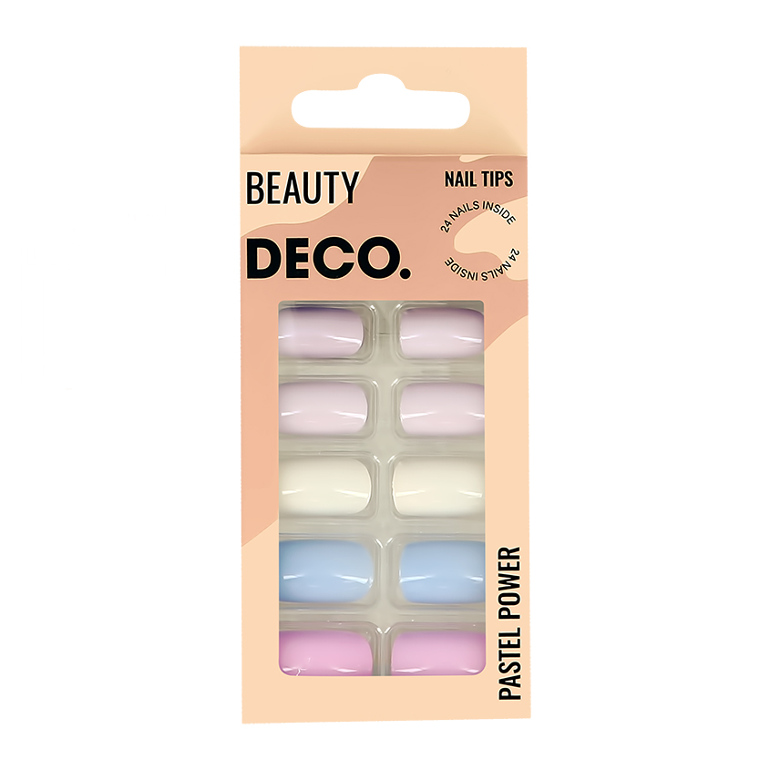 Набор накладных ногтей `DECO.` PASTEL POWER color mix (24 шт + клеевые стикеры 24 шт)
