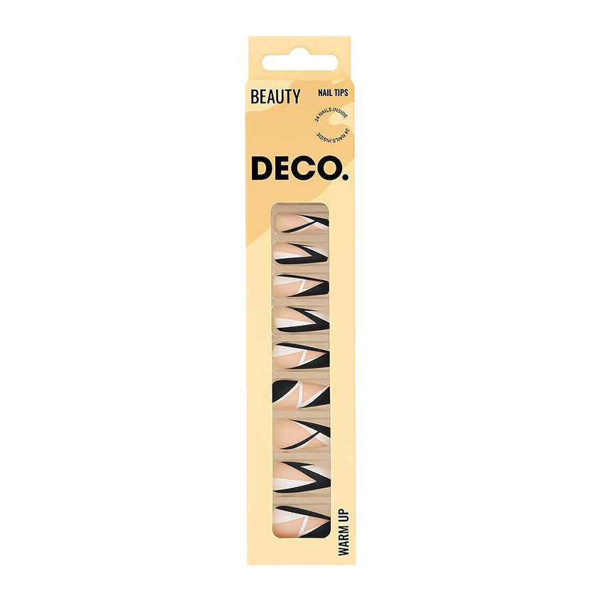 Набор накладных ногтей с клеевыми стикерами `DECO.` WARM UP geometry (24 шт + клеевые стикеры 24 шт)