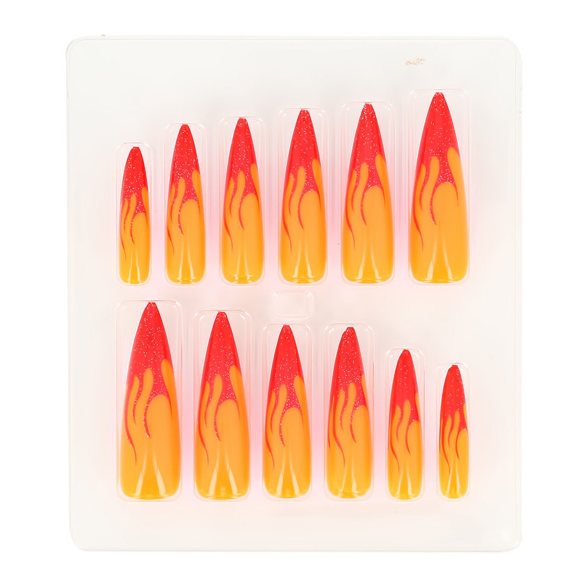 Набор накладных ногтей с клеевыми стикерами `DECO.` FEROSH orange fire (24 шт + клеевые стикеры 24 шт)
