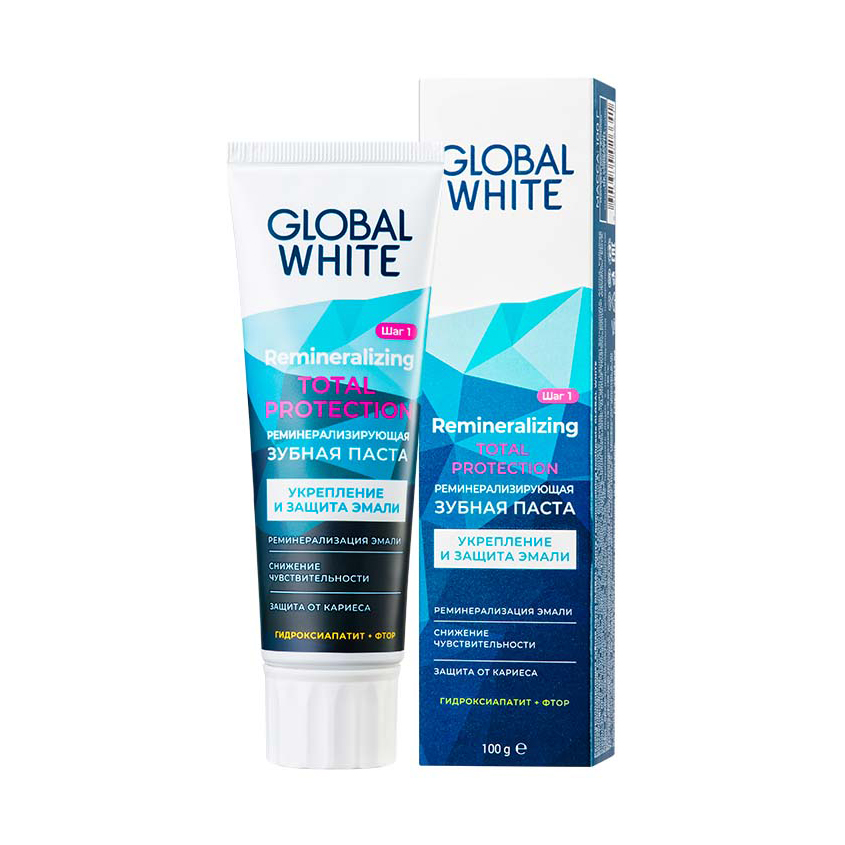 Паста зубная `GLOBAL WHITE` реминерализирующая 100 гр