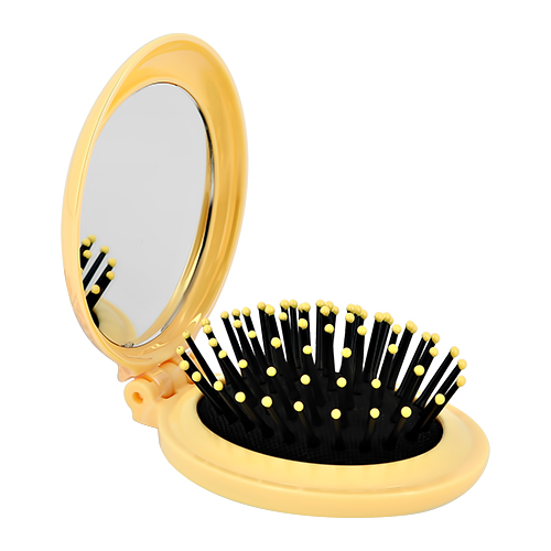 Расческа для волос `MISS PINKY` с зеркалом складная (желтая)
