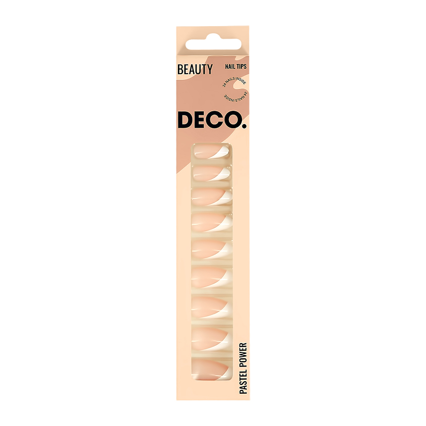 Набор накладных ногтей `DECO.` PASTEL POWER white french (24 шт + клеевые стикеры 24 шт)