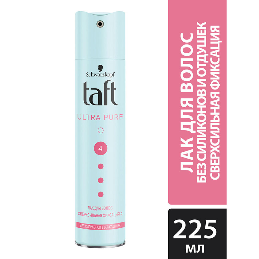 Лак для волос `TAFT` ULTRA PURE без запаха (сверхсильной фиксации) 225 мл