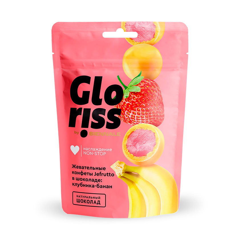 Жевательные конфеты `GLORISS` Клубника и банан 75 г