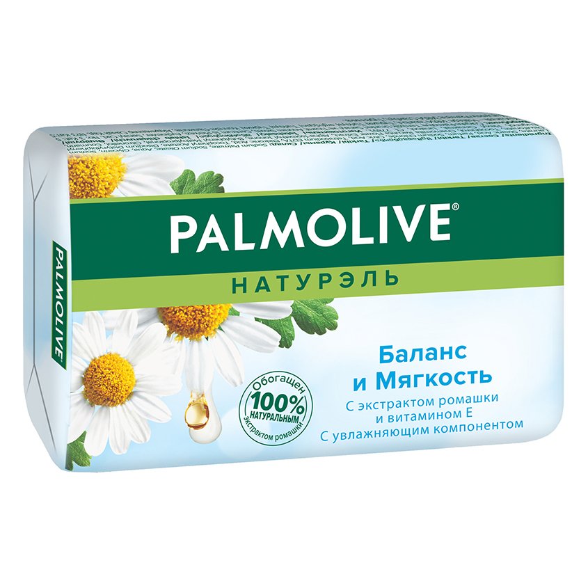 Мыло туалетное `PALMOLIVE` НАТУРЭЛЬ с экстрактом ромашки и витамином Е 90 г