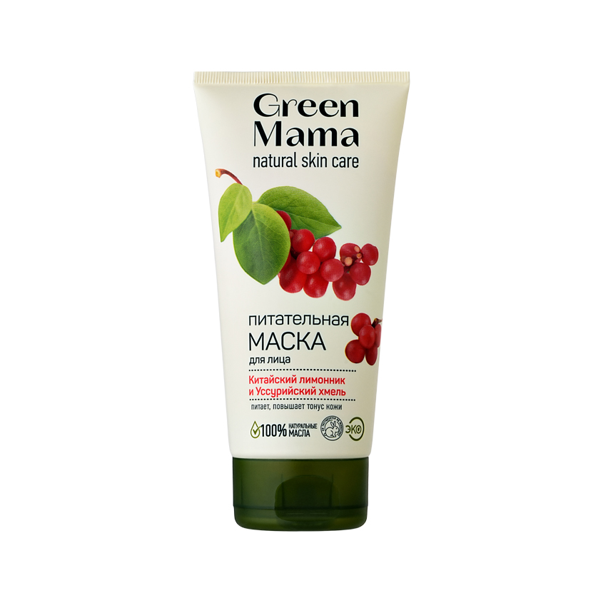 Маска для лица `GREEN MAMA` ФОРМУЛА ТАЙГИ с китайским лимонником и уссурийским хмелем (питательная) 170 мл
