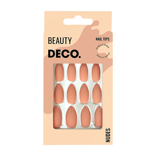 Набор накладных ногтей `DECO.` NUDES caramel almond (24 шт + клеевые стикеры 24 шт)
