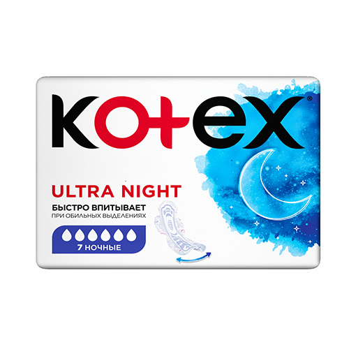 Прокладки ультратонкие `KOTEX` ULTRA Ночные 7 шт