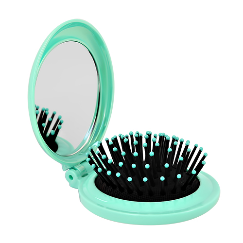 Расческа для волос `MISS PINKY` с зеркалом складная (мятная)