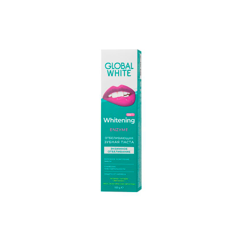 Паста зубная `GLOBAL WHITE` энзимное отбеливание 100 гр