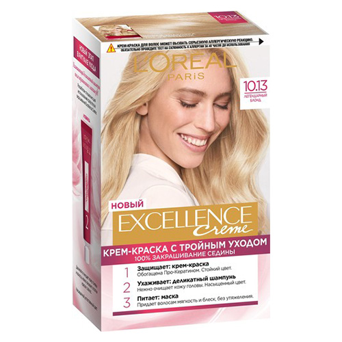 Крем-краска для волос `LOREAL` `EXCELLENCE` тон 10.13 (Легендарный блонд)