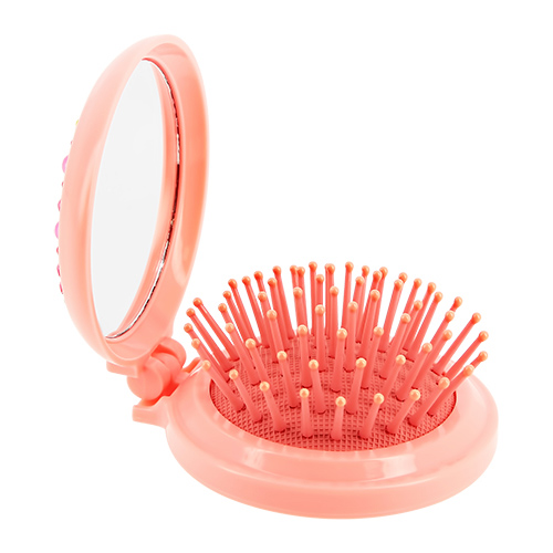 Расческа для волос `MISS PINKY` с зеркалом и стразами (оранжевая)
