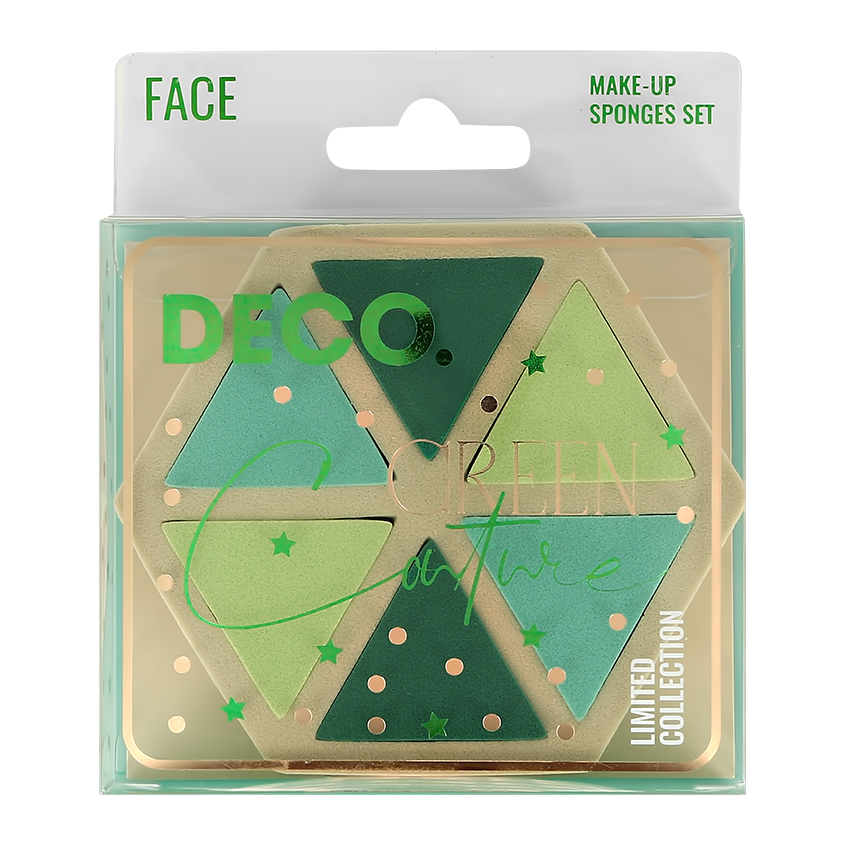 Спонжи для макияжа `DECO.` GREEN COUTURE клиновидные 6 шт
