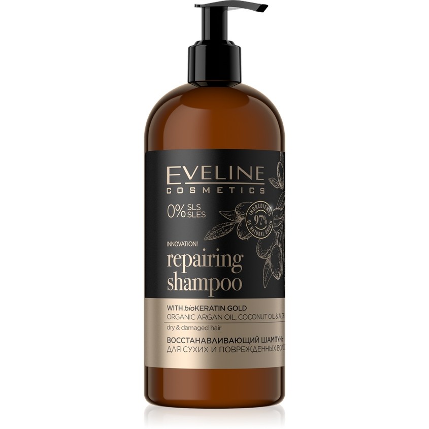 Шампунь для волос `EVELINE` ORGANIC восстанавливающий (для сухих и поврежденных волос) 500 мл