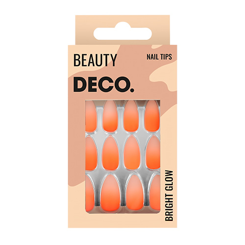 Набор накладных ногтей `DECO.` BRIGHT GLOW matt orange (24 шт + клеевые стикеры 24 шт)