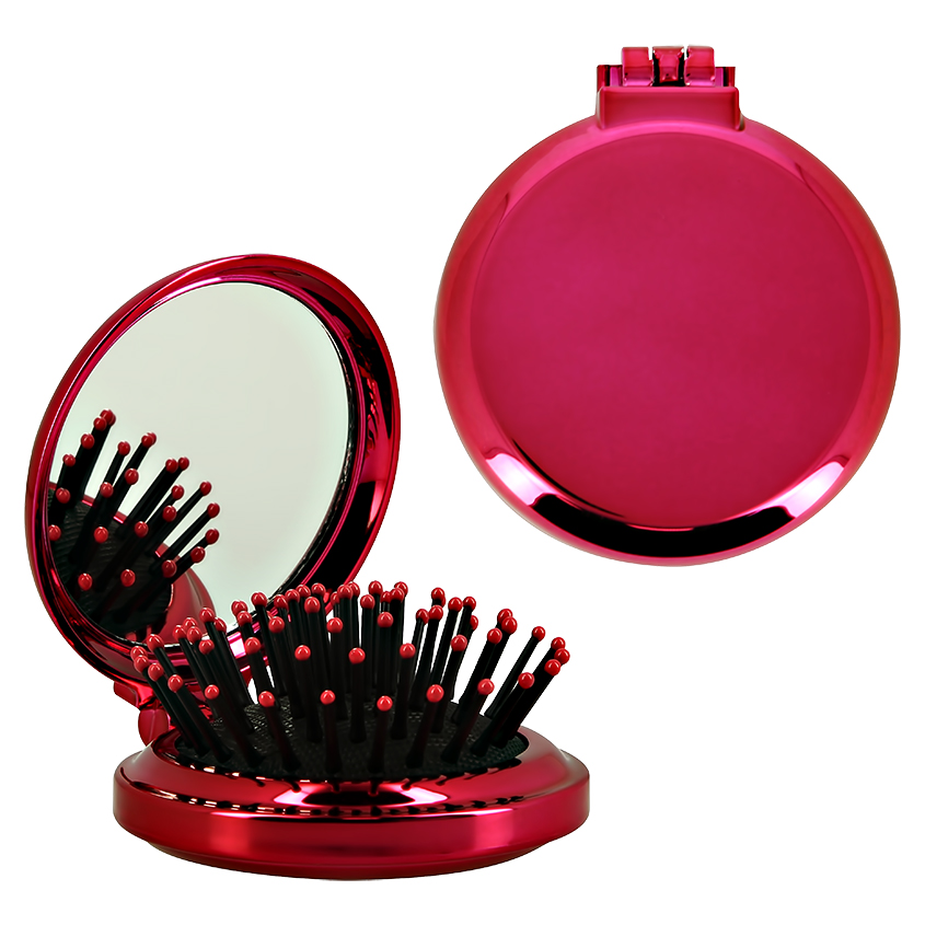 Расческа для волос с зеркалом `LADY PINK` малиновая