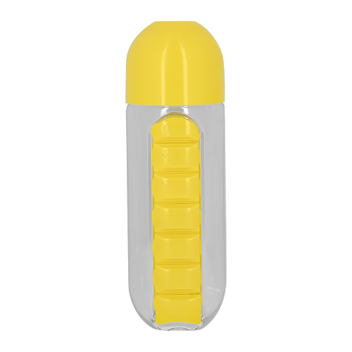 Бутылка для воды `FUN` PILLS с таблетницей yellow 500 мл