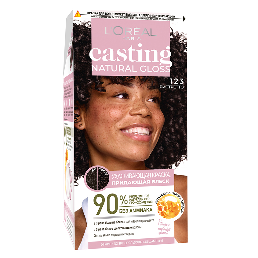 Крем-краска для волос `LOREAL` `CASTING` NATURAL GLOSS Ухаживающая тон 123 (Ристретто)