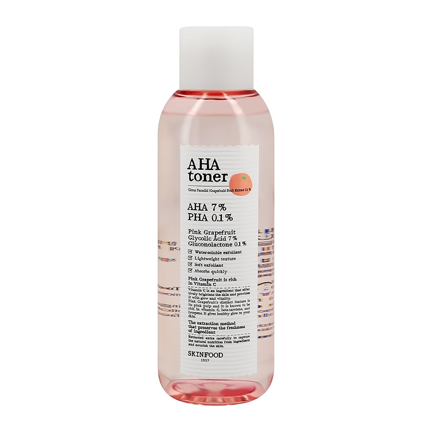 Тонер для лица `SKINFOOD` с AHA /PHA -кислотами и экстрактом розового грейпфрута (для сияния кожи) 200 мл