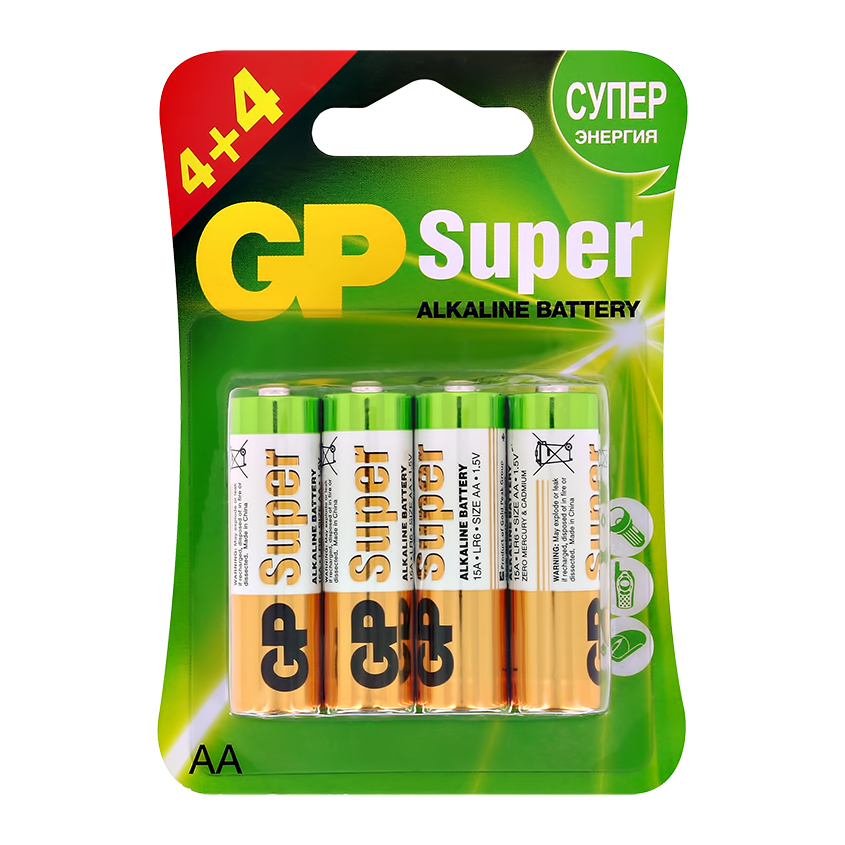 Батарейки `GP` SUPER ALKALINE АA 8 шт