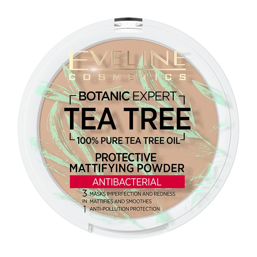 Пудра компактная для лица `EVELINE` BOTANIC EXPERT 3 в 1 антибактериальная матирующая тон 004 beige light