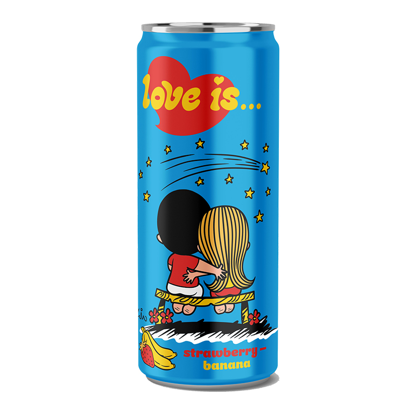 Газированный напиток `LOVE IS…` со вкусом клубники и банана 330 мл
