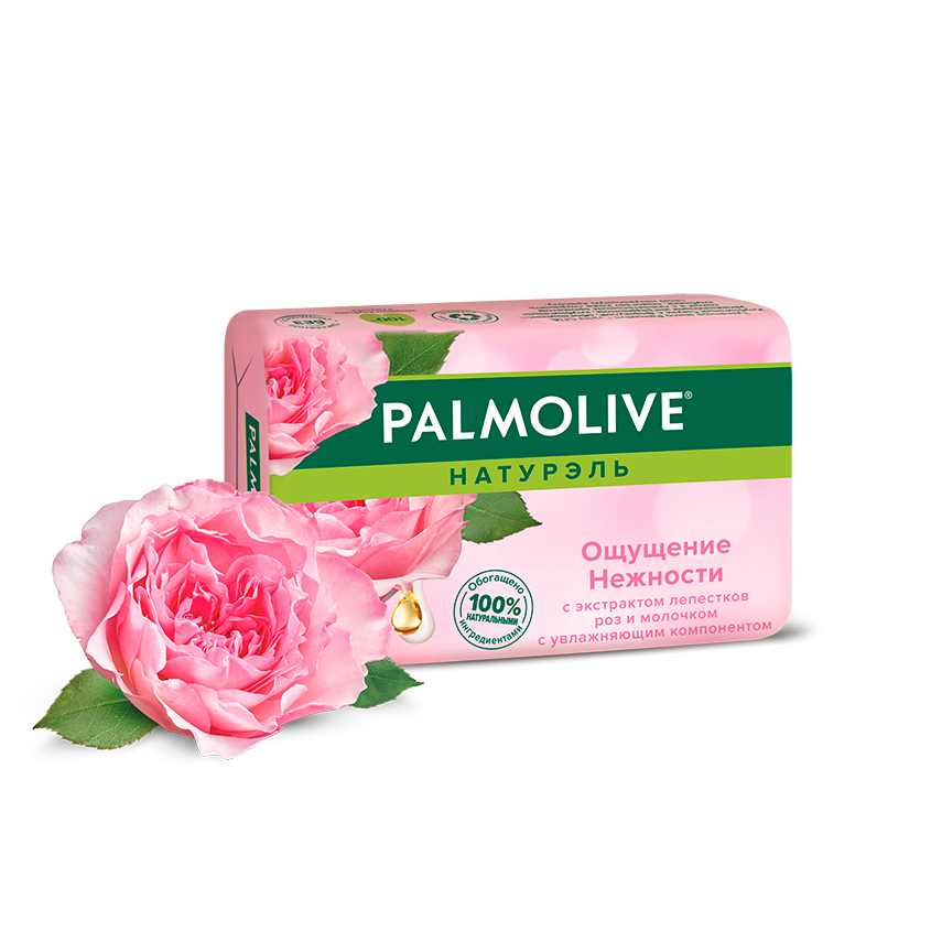 Мыло твердое `PALMOLIVE` Ощущение нежности с экстрактом лепестков розы и молочком 90 гр